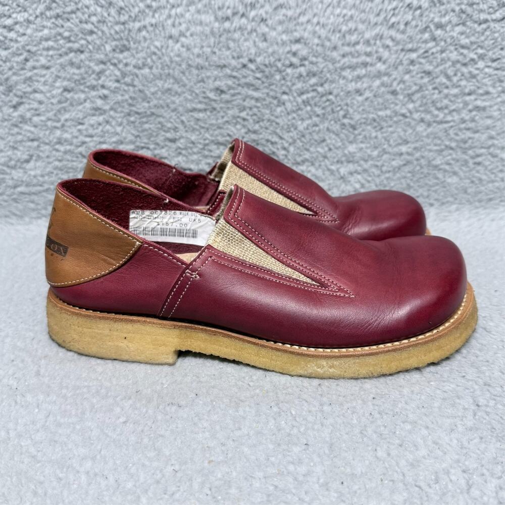 George Cox Walk Elastic Womens Size 7 Slip On Shoes‎ Burgundy Leather Crepe Sole
